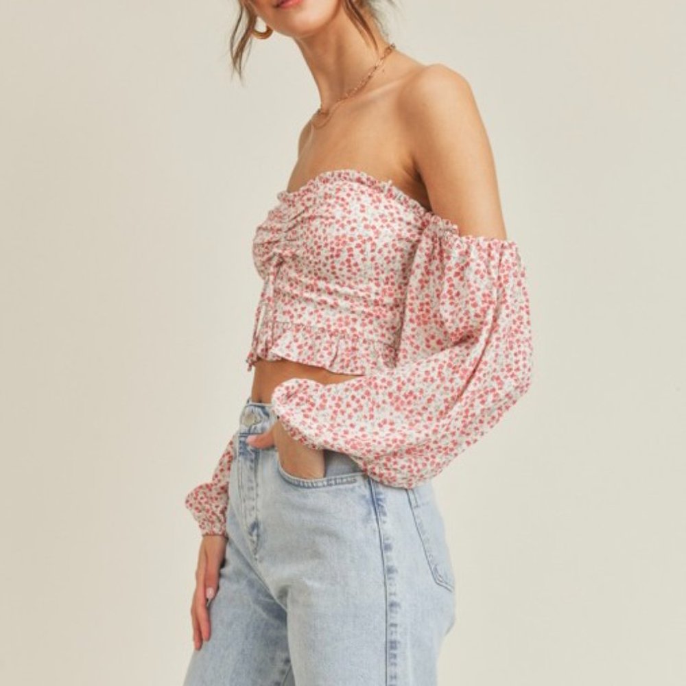 ❌SOLD OUT❌ FIRST PICK FLORAL OFF SHOULDER BLOUSE - Picture 3 of 4